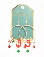 Gold Jingle Hoop Drop Earrings