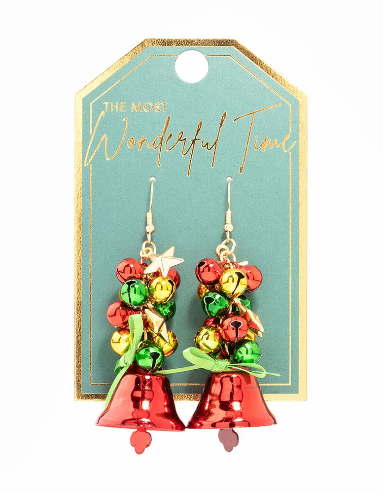 Jingle Bells Gold Drop Earrings