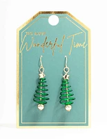 Green & Gold Spiral Tree Drop Earrings