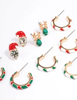 Candy Cane Hoop & Stud Earrings 6-Pack