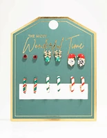 Candy Cane Hoop & Stud Earrings 6-Pack