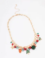 Tree, Bells & Beads Festive Charm Necklace