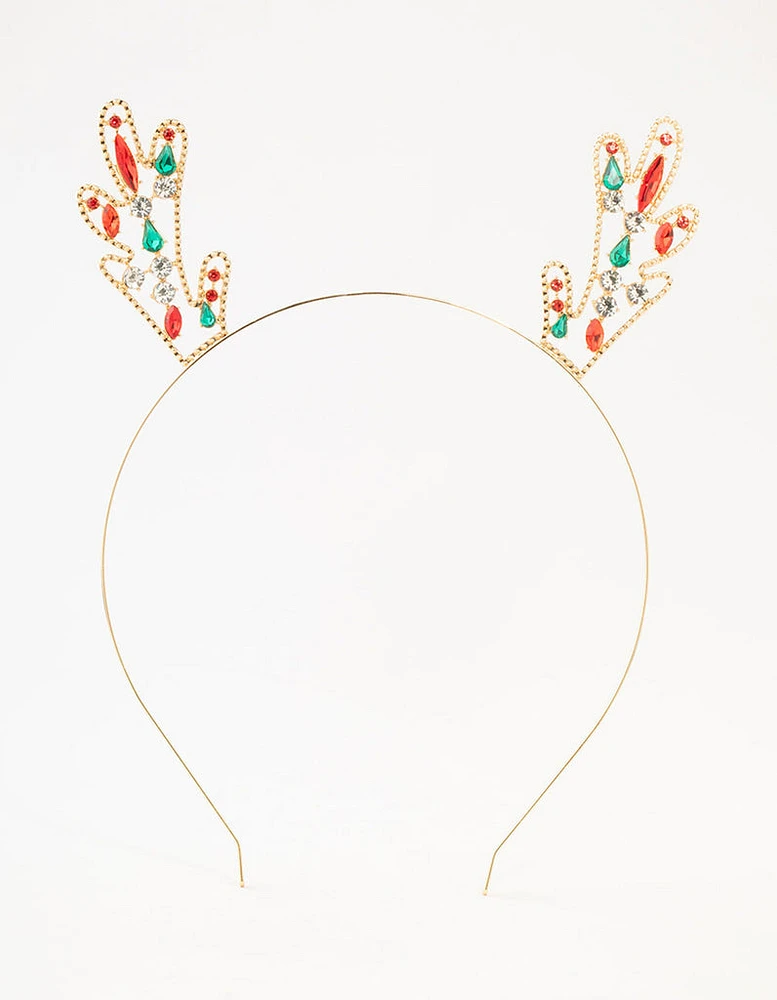 Multicoloured Diamante Reindeer Headband