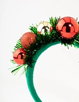 Red, Green & Gold Bauble Tinsel Headband