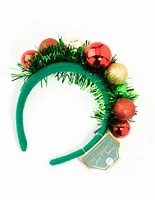 Red, Green & Gold Bauble Tinsel Headband