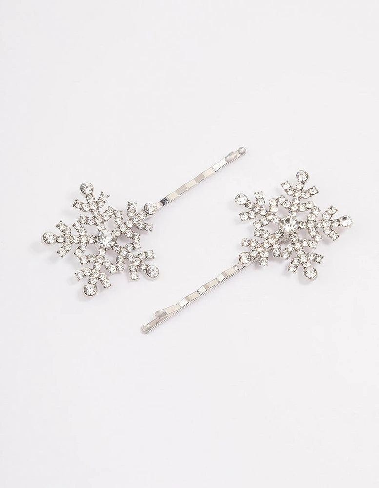 Silver Snowflake Hairpins 2-Pack