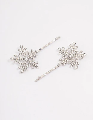 Silver Snowflake Hairpins 2-Pack