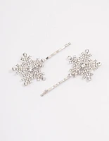 Silver Snowflake Hairpins 2-Pack