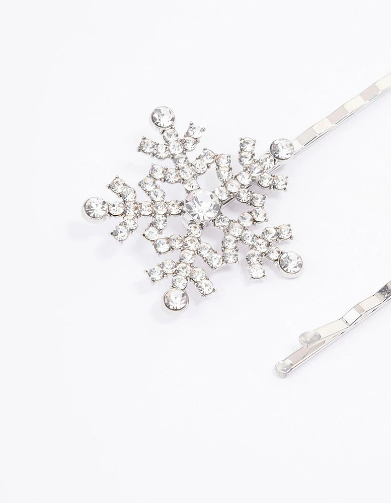 Silver Snowflake Hairpins 2-Pack