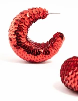 Red Sequin Hoop Earrings