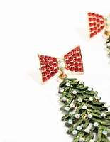 Green Christmas Tree Drop Earrings