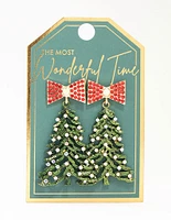 Green Christmas Tree Drop Earrings