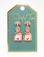 Pink Diamante Tequila Bottle Drop Earrings