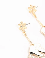 Snowflakes & Ice Skates Diamante Drop Earrings