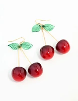 Red Acrylic Cherry Drop Earrings