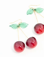 Red Acrylic Cherry Drop Earrings