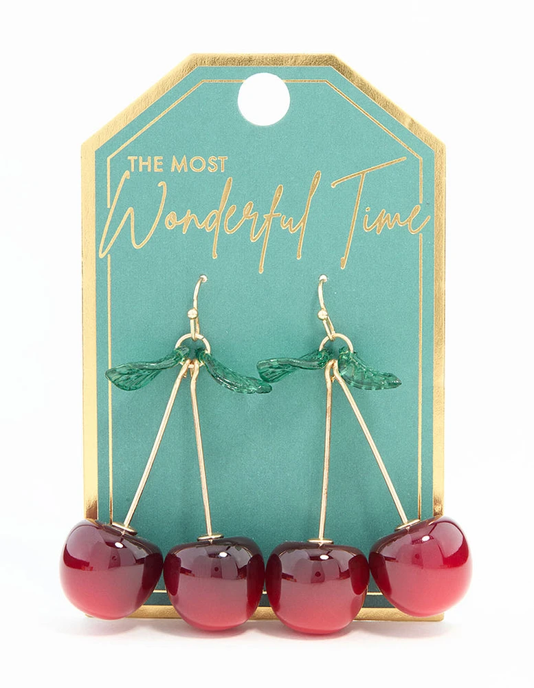 Red Acrylic Cherry Drop Earrings