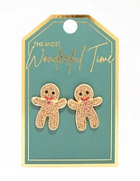 Diamante Gingerbread Man Stud Earrings