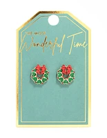 Green Wreath Stud Earrings