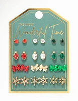 Snowflake & Bow Stud Earrings 12-Pack