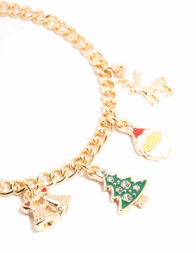 Tree Motif Gold Ring & Charm Bracelet Set