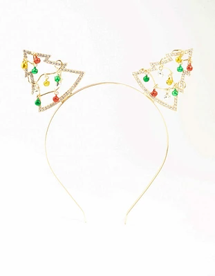 Yellow, Green & Red Bells Gold Headband