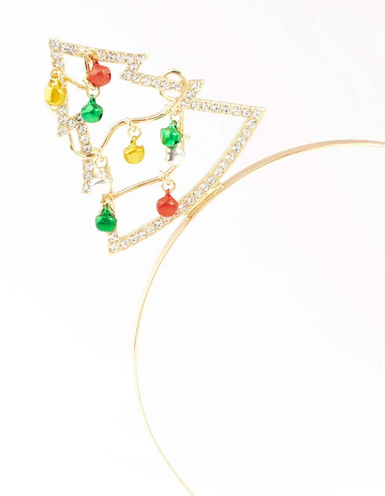 Yellow, Green & Red Bells Gold Headband