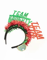 Red Naughty & Nice Tinsel Headbands 2-Pack