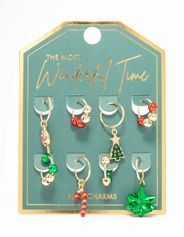 Gold Mixed Festive Hair Charms 8-Pack