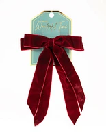 Burgundy Velvet Double Bow Clip