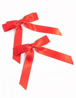 Red Double Loop Fabric Bows 2-Pack