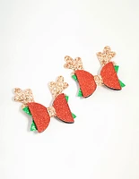 Red Glitter Reindeer Bow Hair Clips 2-Pack