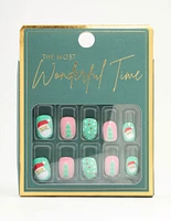 Green & Red Tree Press On Nail Set