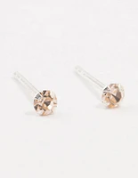 Peach Czech Bohemia Crystal Sterling Silver Stud Earrings