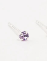 Sterling Silver Purple Czech Bohemia Crystal Stud Earrings