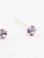 Sterling Silver Purple Czech Bohemia Crystal Stud Earrings