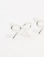 Sterling Silver Cut Out Bow Stud Earrings