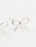 Sterling Silver Cut Out Bow Stud Earrings