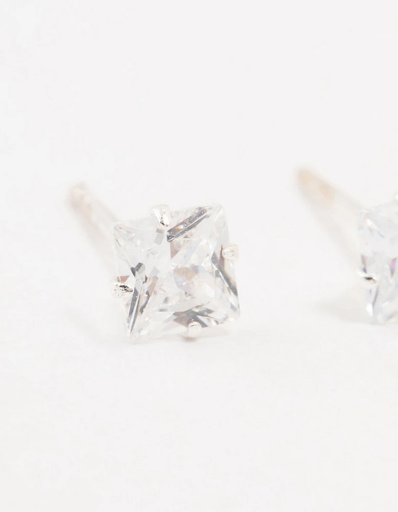 Cubic Zirconia Sterling Silver Stud Earrings