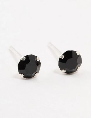 Sterling Silver Black Cubic Zirconia Stud Earrings