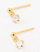 Gold Plated Sterling Silver Cubic Zirconia Drop Earrings