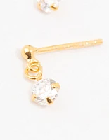 Gold Plated Sterling Silver Cubic Zirconia Drop Earrings