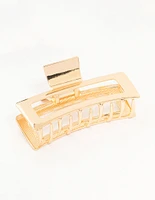 Gold Open Rectangle Hair Claw Clip