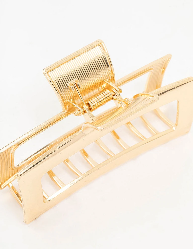 Gold Open Rectangle Hair Claw Clip