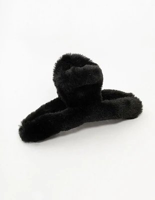 Large Fluffy Black Hair Claw Clip