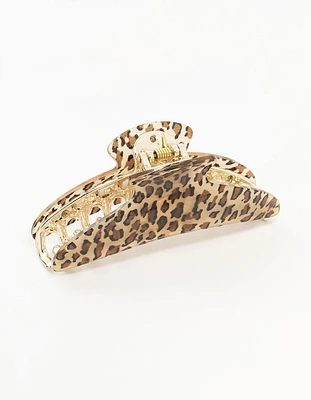 Leopard Print Plastic Curved Hair Claw Clip