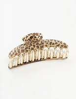 Leopard Print Plastic Curved Hair Claw Clip