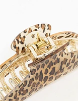 Leopard Print Plastic Curved Hair Claw Clip