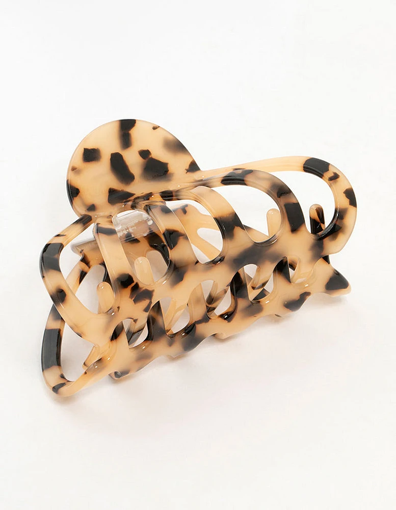 Tortoiseshell Acrylic Marbled Wide Claw Clip