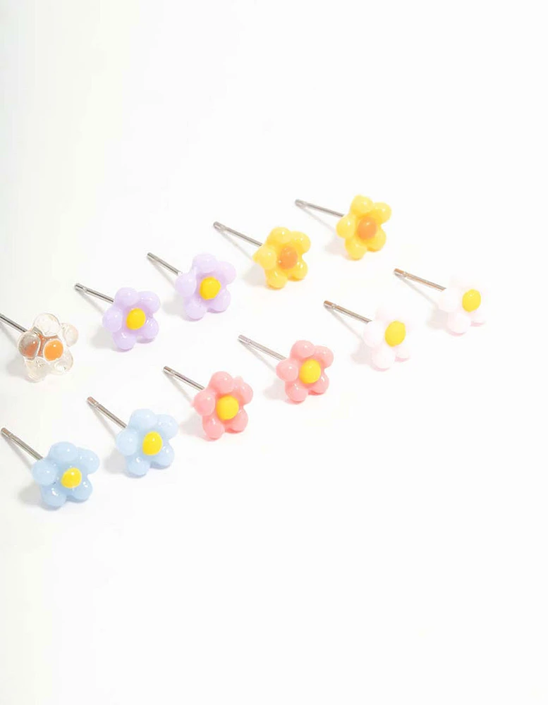 Multicoloured Dainty Daisy Earrings 8-Pack